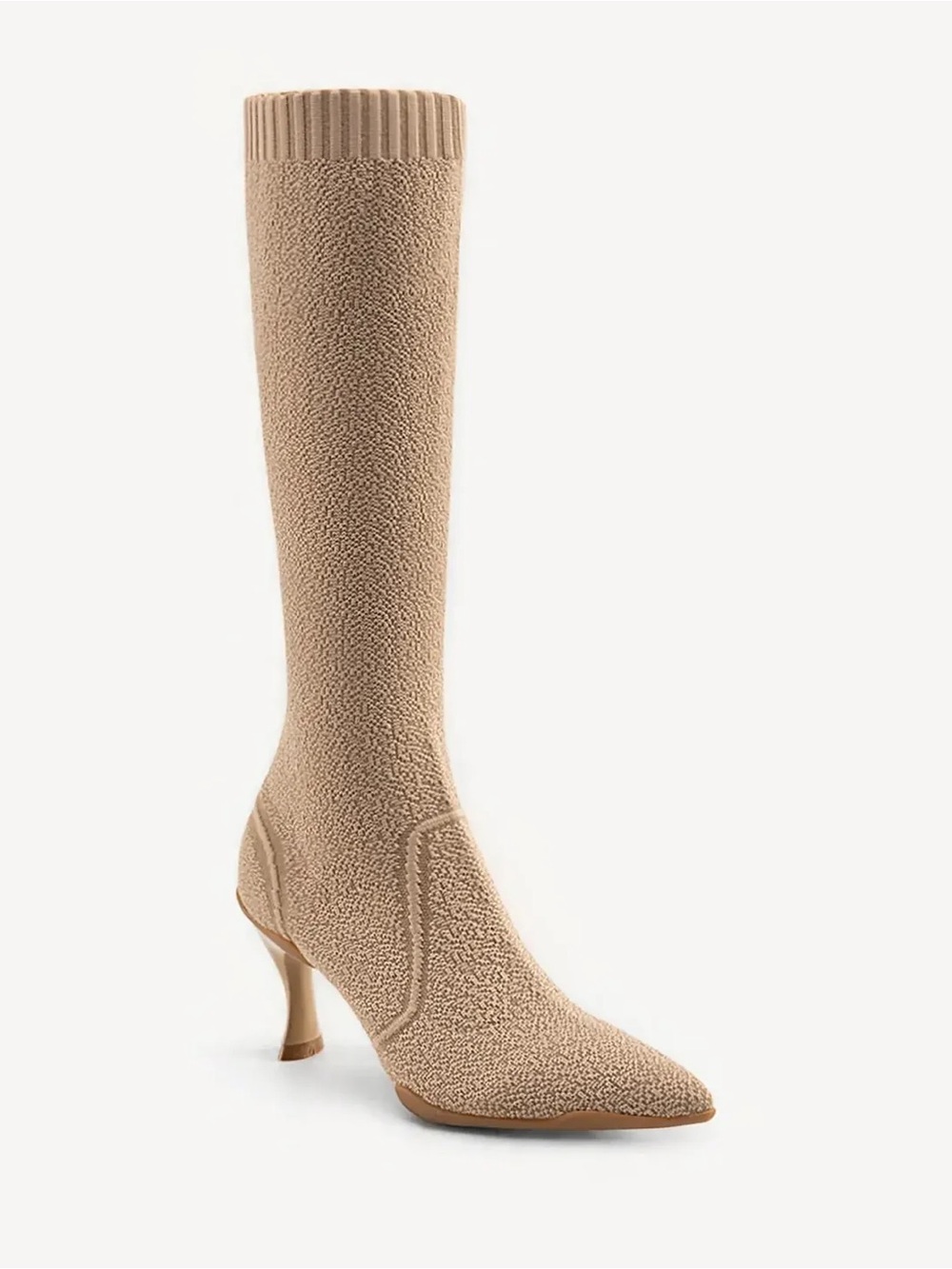 Cosy Island BelleVoyage Minimalist Pointed Toe Heeled Long Boots Apricot 9 $169